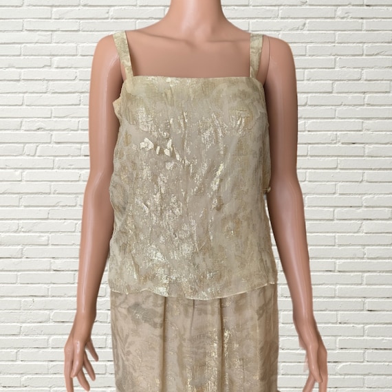 vintage 70s BILL BLASS Gold Silk Skirt and Top Tw… - image 4