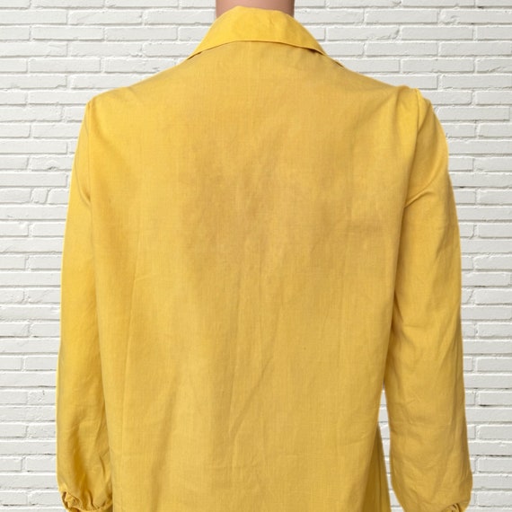 Vintage 60s Mini Dress - Yellow Cotton Long Sleev… - image 6