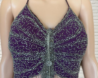 ★SCULPTOR★ Beaded Mesh Halter Top Pale Purple SC24A214PU Beaded Mesh Halter Top Pale Purple – Sculptor