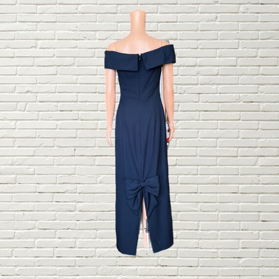 Vintage 2000's VERA WANG Blue Bow Back Maxi Gown - Boning, off the Shoulder  - Etsy