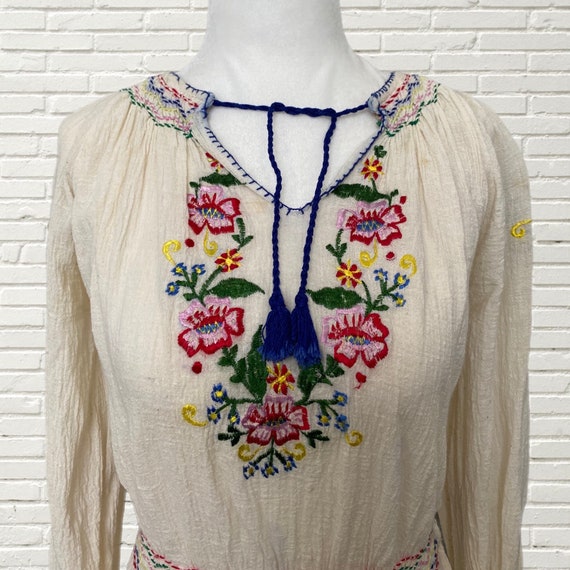 Vintage 70s Indian Cotton Gauze Blouse multicolor… - image 2