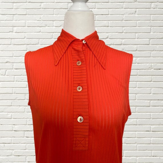 Vintage 70s Abercrombie and Fitch Orange Collared… - image 2