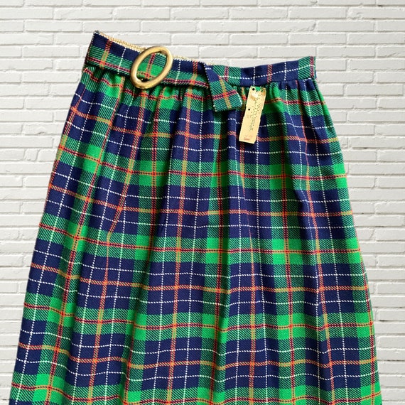 Vintage 70s Plaid Tartan Maxi Skirt - Ruffle Hem,… - image 8