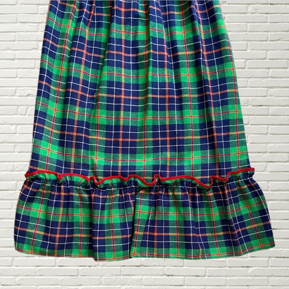 Vintage 70s Plaid Tartan Maxi Skirt - Ruffle Hem,… - image 2