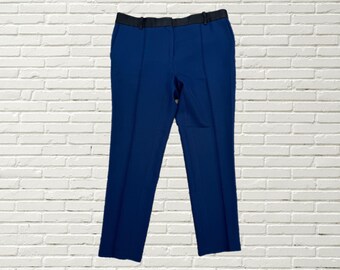 CELINE セリーヌ パンツ（その他） 紺 38(S位) 4601825L0002 CELINE Blue Wool Trouser Black Silk Side Stripe - Size 44