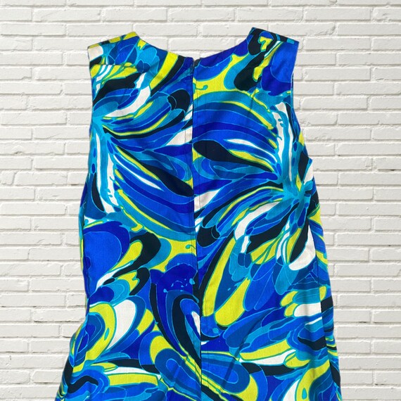 Vintage 70s Jumpsuit - Blue Green Abstract Swirl … - image 6