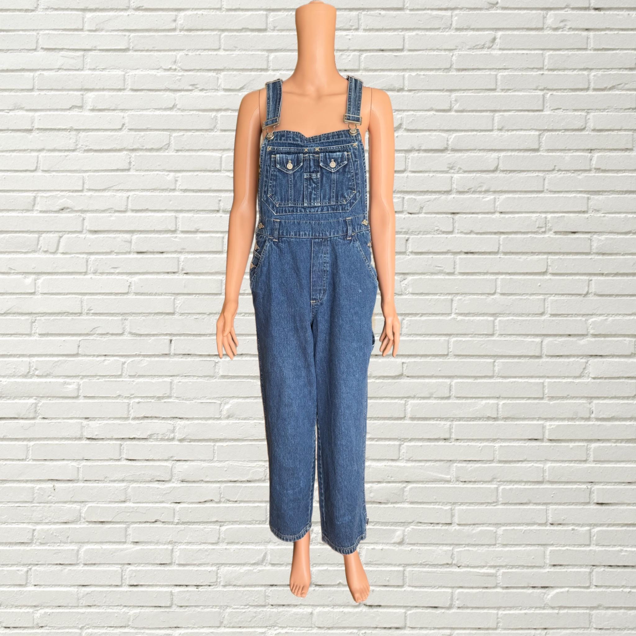 Vintage 90s Denim Overalls - Blue Cargo Overall Jeans - Squeeze 