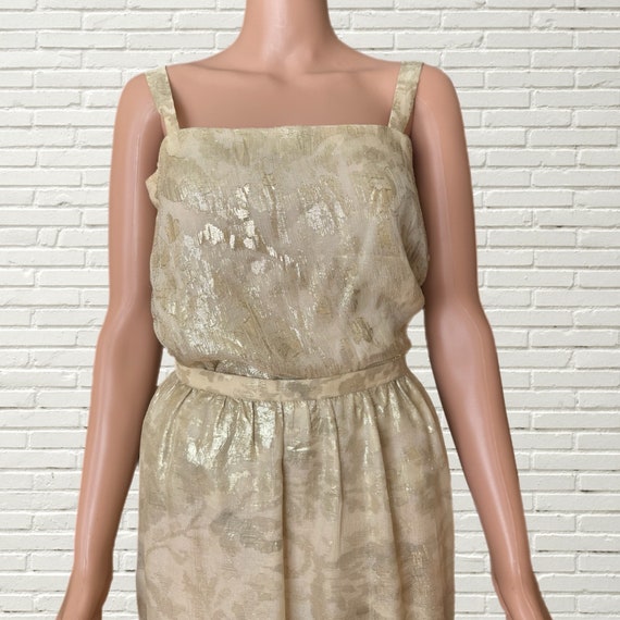 vintage 70s BILL BLASS Gold Silk Skirt and Top Tw… - image 2