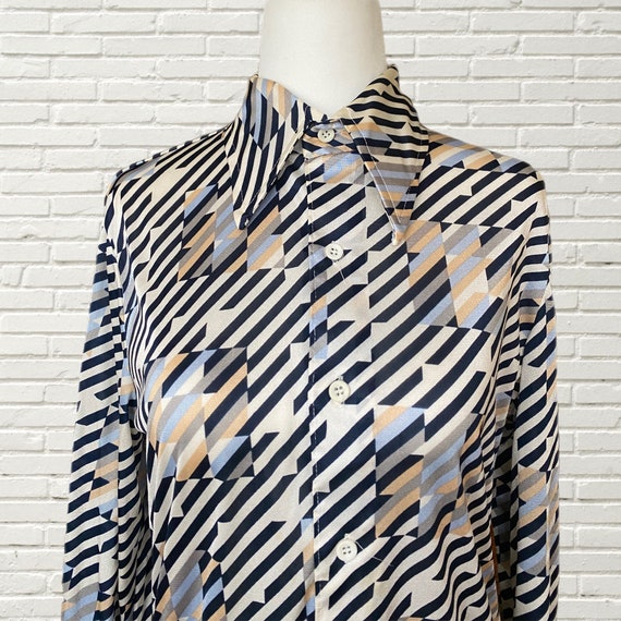 Vintage 70’s Novelty Print Blouse - Dagger collar… - image 2