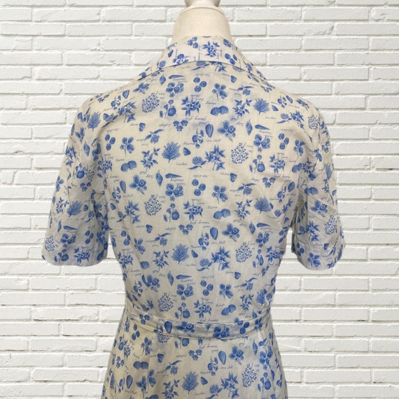 Vintage 60s Novelty Print Cotton Day Dress - Whit… - image 4