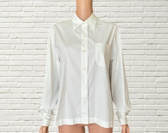 トップス 90s prada stretch dress shirt (38) white Vintage Prada White Button-down Dress Shirt – Size 38 - Etsy