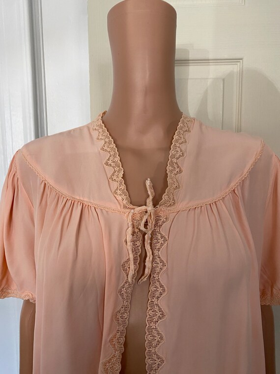 Vintage 40s HEART POCKETS Bed Jacket - Pink Rayon… - image 5