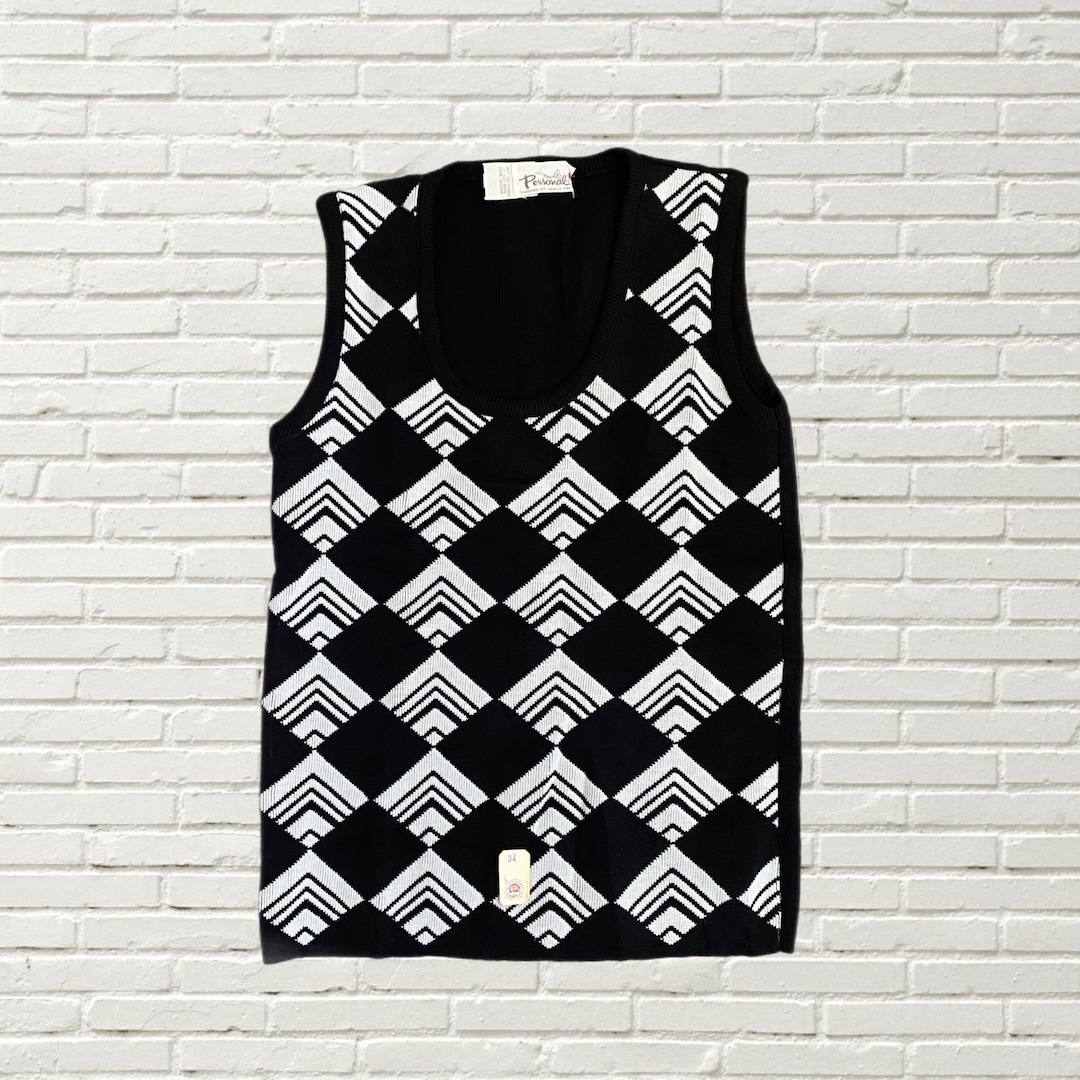 Littlebox India Black Sleeveless Mock Turtleneck Vintage 70s Knit