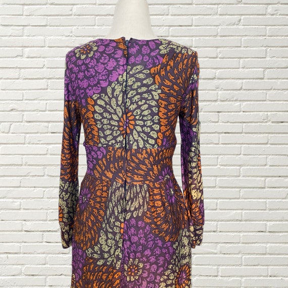 Vintage 70s Purple Mini Dress - Abstract Swirl Pr… - image 5