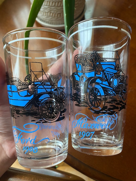 Vintage Antique Car Drinking Glasses Ford 1908 and Madewell Etsy