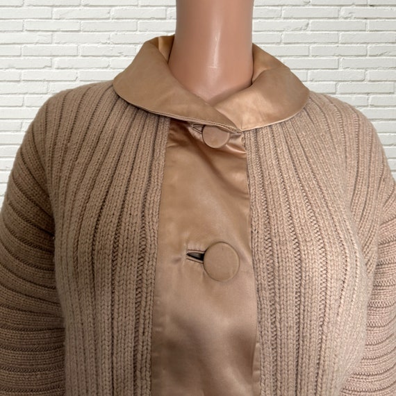 Vintage 40s 50s Beige Wool Duster Coat w. Liquid … - image 3