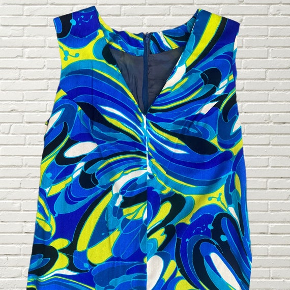 Vintage 70s Jumpsuit - Blue Green Abstract Swirl … - image 4