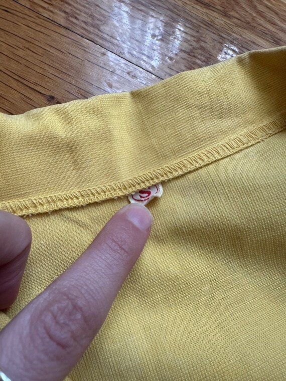 Vintage 60s Mini Dress - Yellow Cotton Long Sleev… - image 7