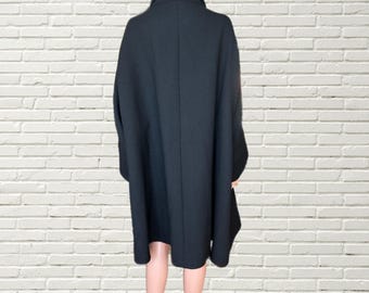 Vintage Y2K BALENCIAGA EDITIONS Black Wool Coat - Large Gold