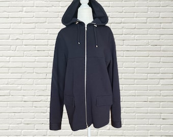 プラダ ブルー ジップアップ ベスト（収納式フード付き） - Etsy 日本