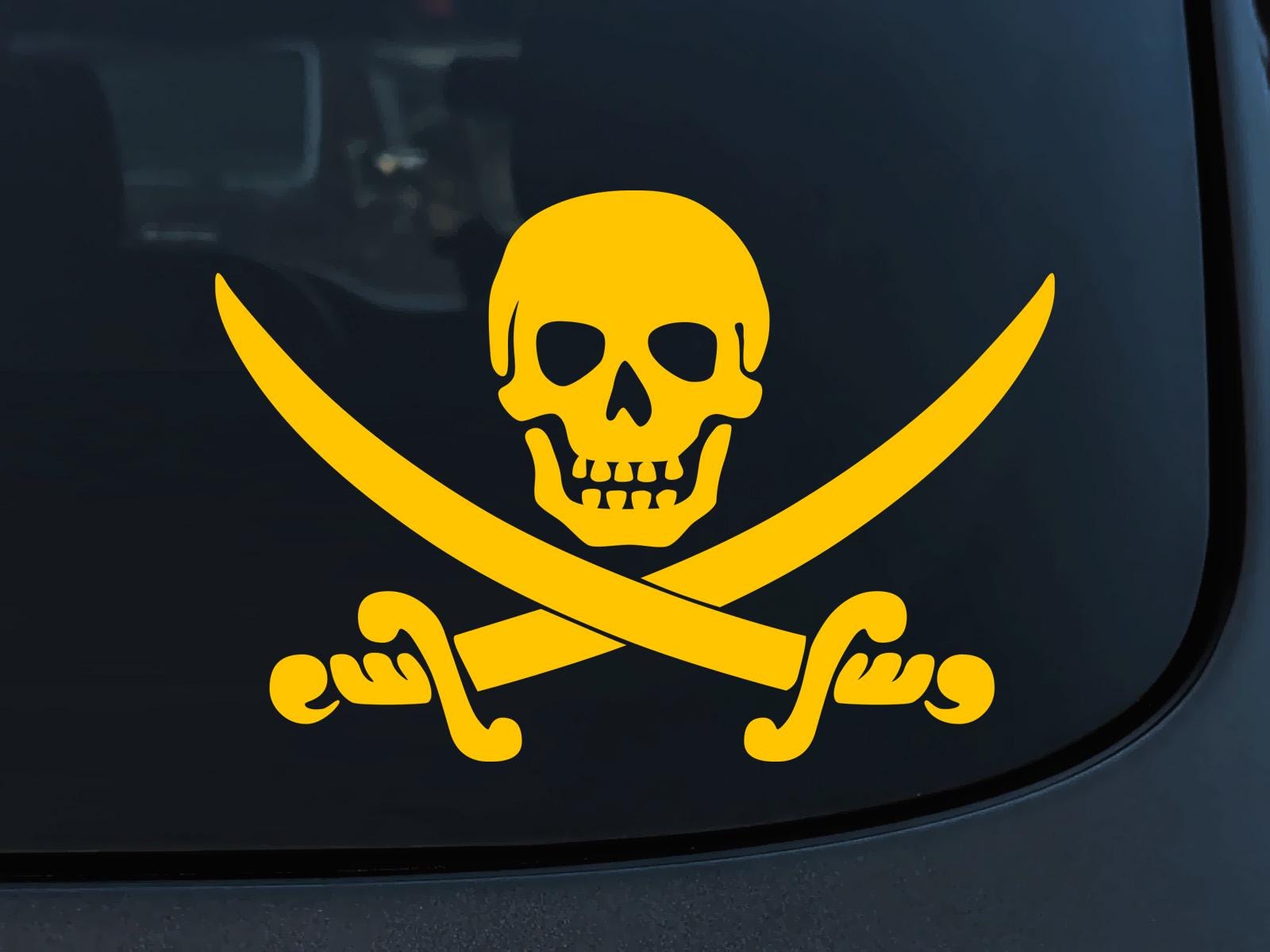 Jolly Roger Pirate Flag Skull and Swords Bones Halloween Nautical Vinyl ...
