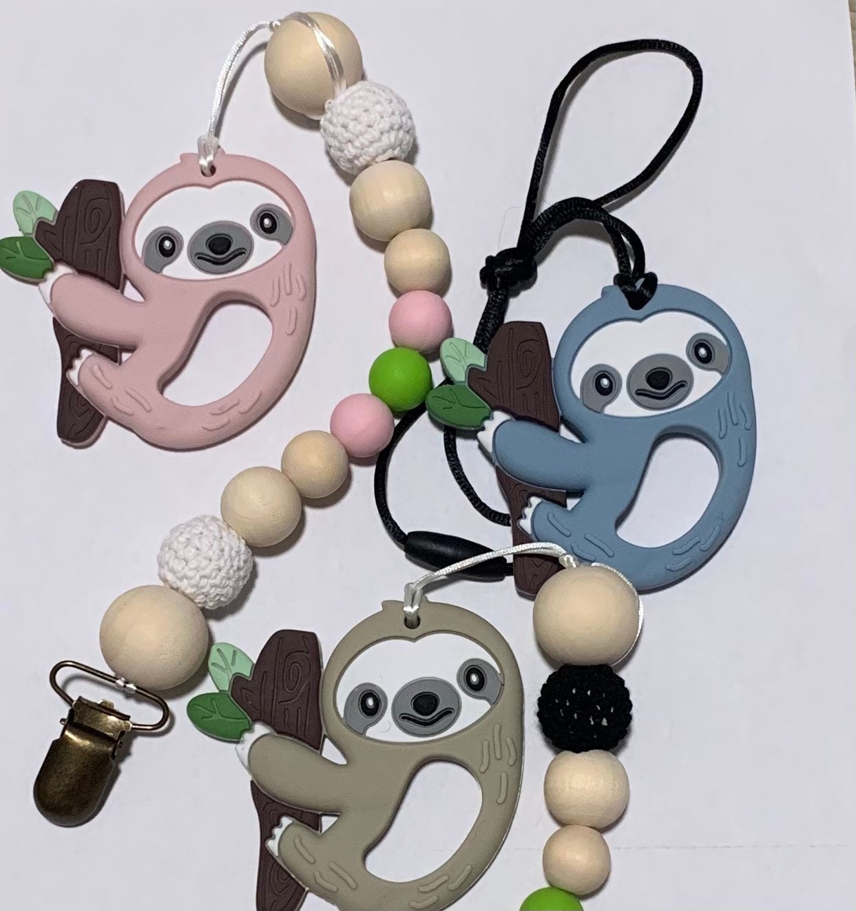 Sloth sensory teething chew with customizable options | Etsy