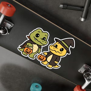 Halloween Crocodile Couple Vinyl Decals: Trick-or-Treat Stickers
