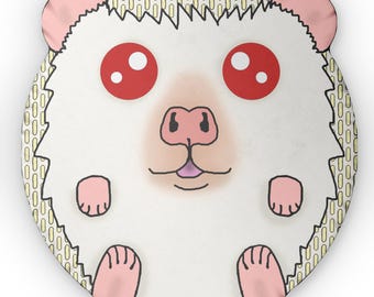 Albino Hedgehog Plush Pillow: African Pygmy Hedgehog Decorative Cushion
