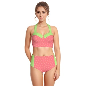 Watermelon One-Piece Swimsuit: Fluffy Pompom, Y2K Style