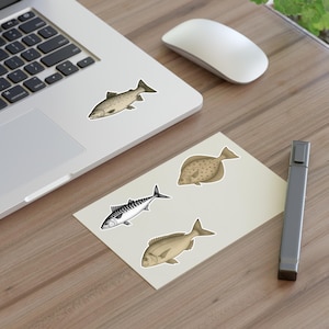 Vintage Fish Sticker Sheet - Aquatic Decor, Nature Love, Gift for Fishermen, Scrapbooking, Ocean-Themed Art