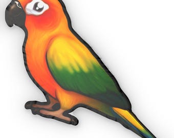Cuscino di peluche Sun Conure: cuscino a forma di pappagallo colorato, regalo per amanti degli uccelli, peluche a forma di uccello