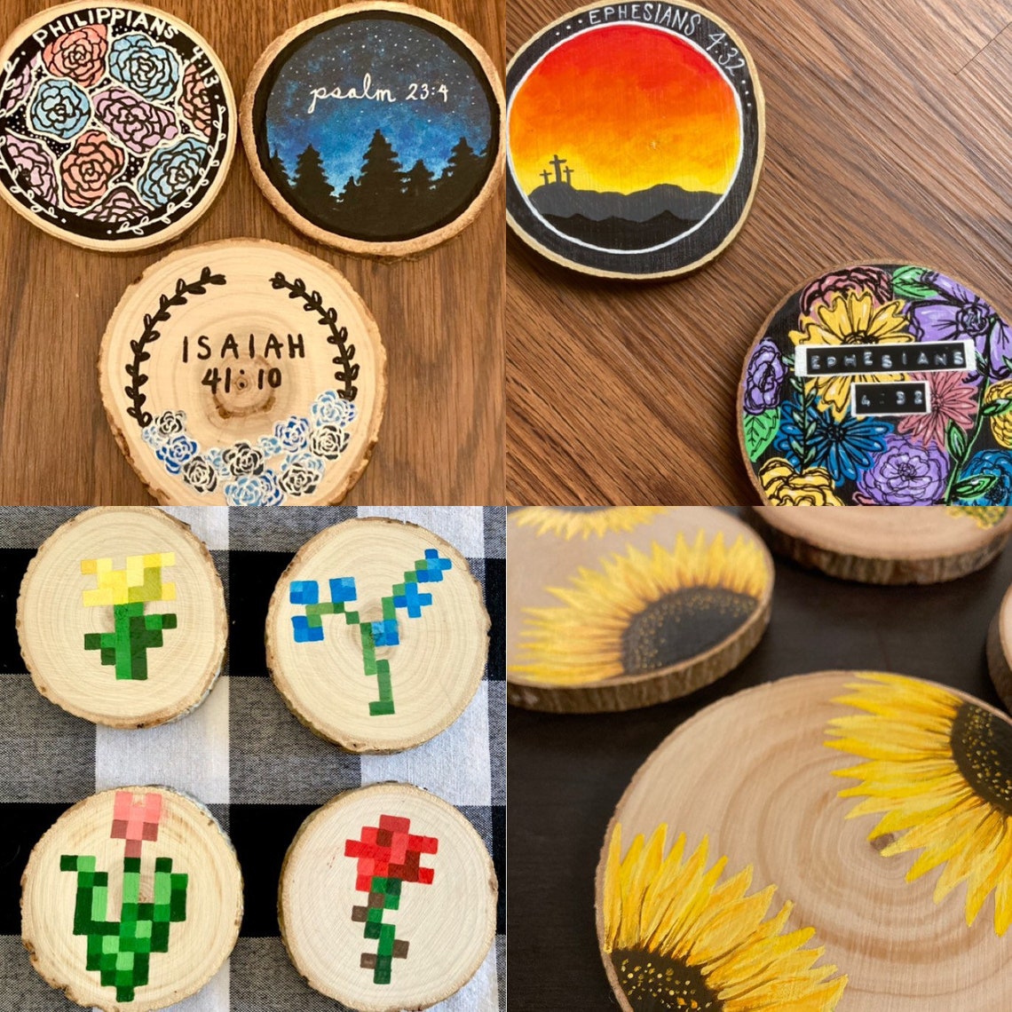 Hand painted custom wood round Etsy