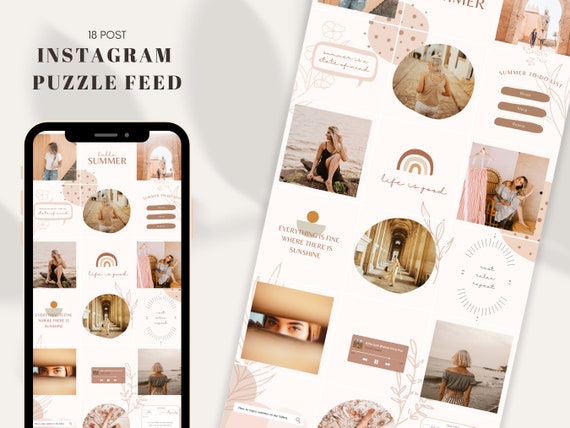 Instagram Puzzle Feed Template Canva Boho Chic Summer | Etsy