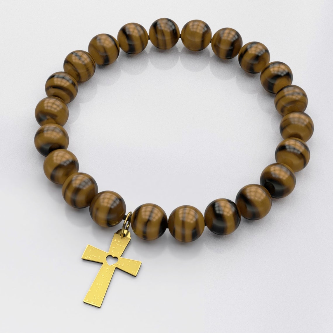 Beaded Bracelet With Christian Cross Etsy