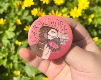 CARNIVORE Velociraptor 44m Glossy Button Pin