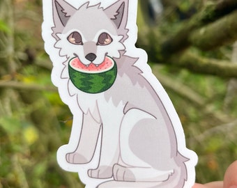Sticker autocollant loup pastèque en vinyle imperméable