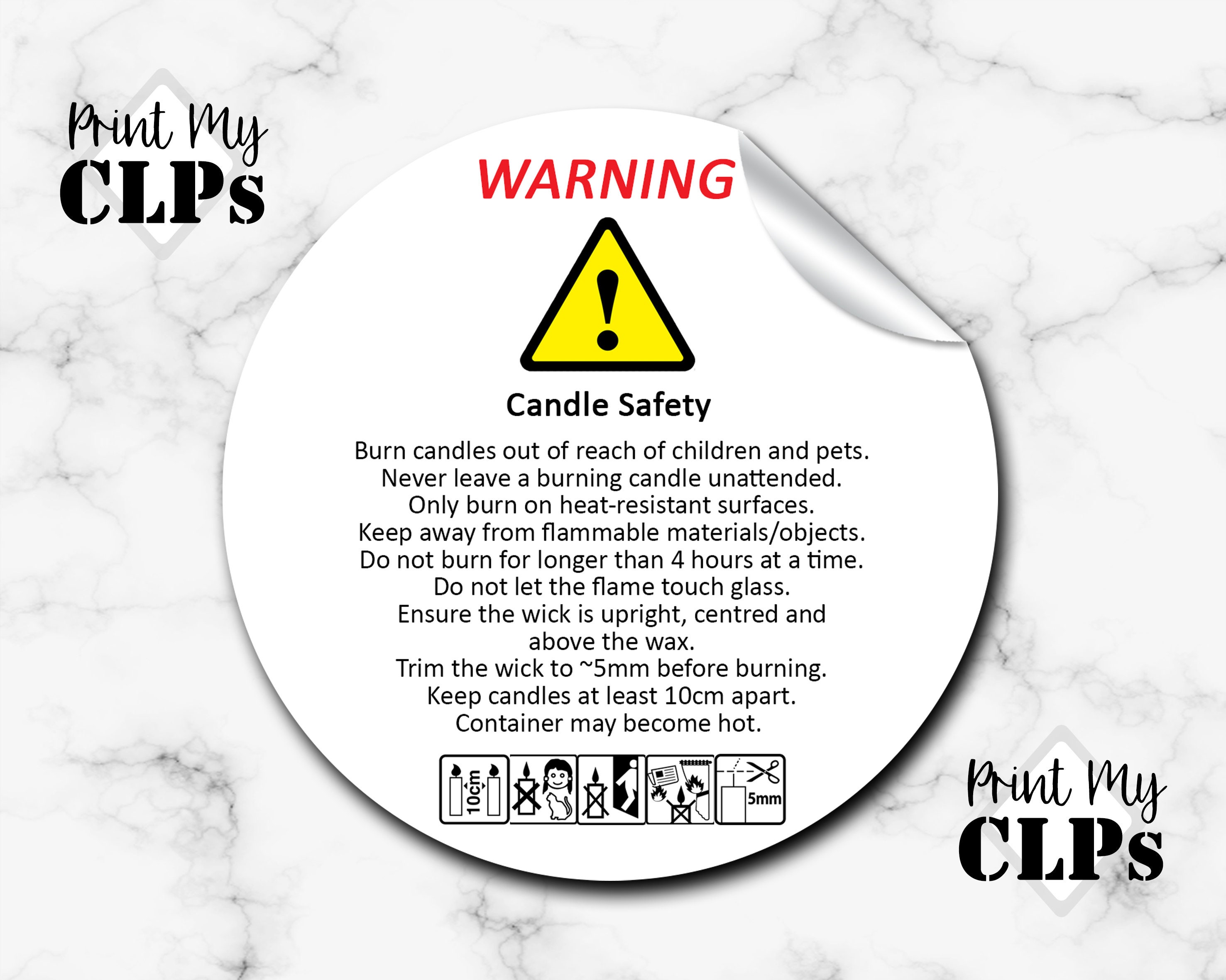 Candle Safety Label & Usage Instructions Round / Circle Etsy