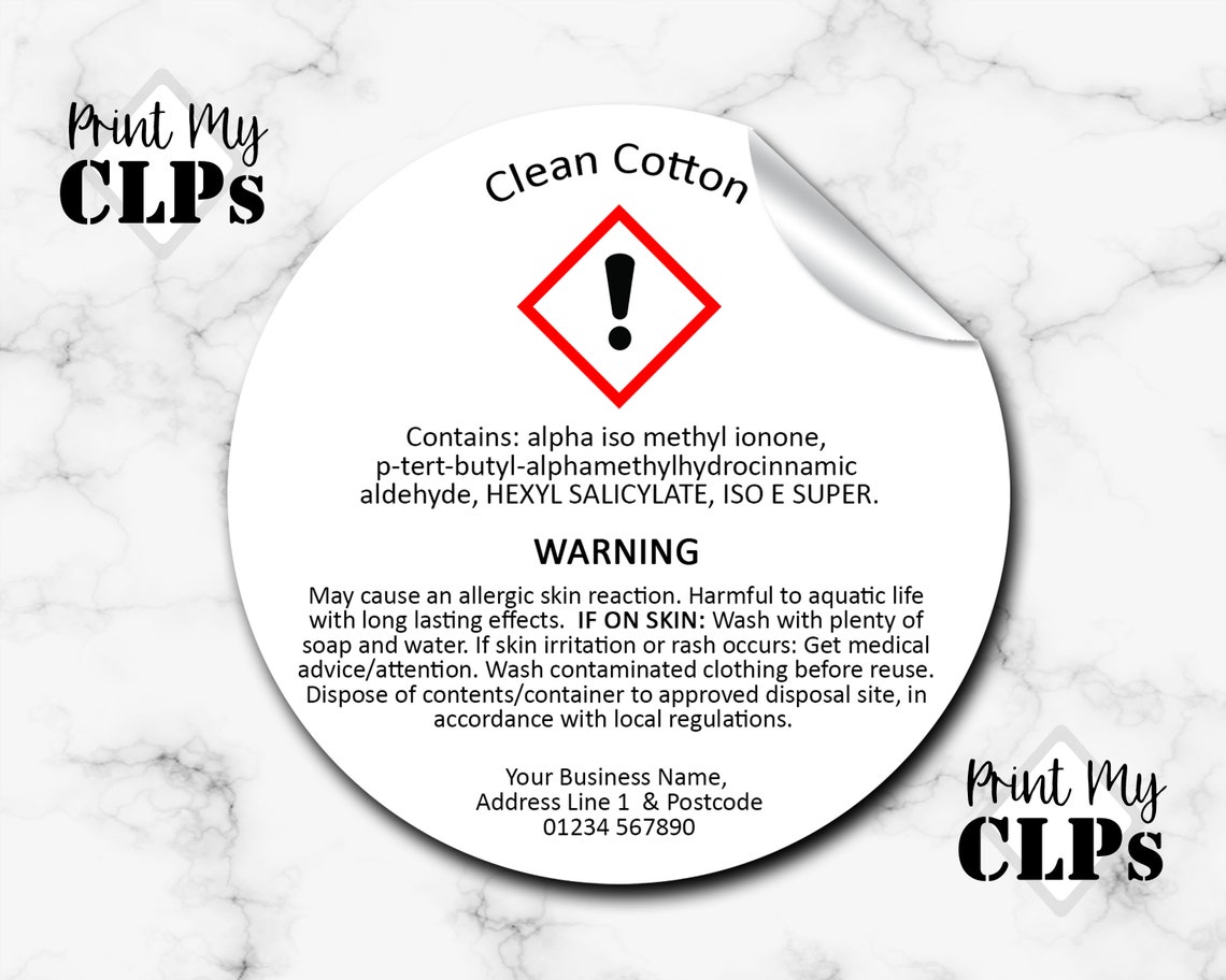 CLP Labels for Diffusers NONHAZARDOUS Base Fragrance up Etsy