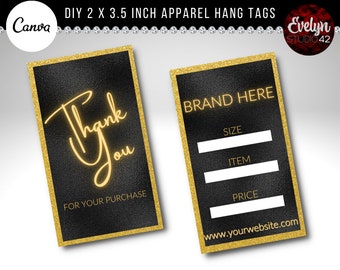 DIY Hang Tag Template, Boutique Hang Tag, Apparel Hang Tags, Clothing Hangs Tags,  DIY Editable Canva Template, Boutique Hang Tags