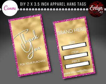 DIY Hang Tag Template, Boutique Hang Tag, Apparel Hang Tags, Clothing Hangs Tags,  DIY Editable Canva Template, Boutique Hang Tags