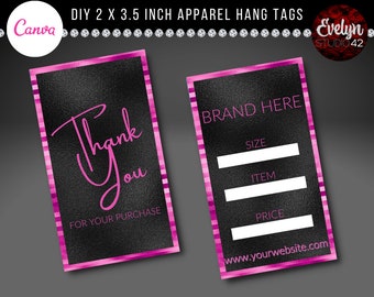 DIY Hang Tag Template, Boutique Hang Tag, Apparel Hang Tags, Clothing Hangs Tags,  DIY Editable Canva Template, Boutique Hang Tags
