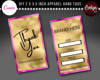DIY Hang Tag Template, Boutique Hang Tag, Apparel Hang Tags, Clothing Hangs Tags,  DIY Editable Canva Template, Boutique Hang Tags
