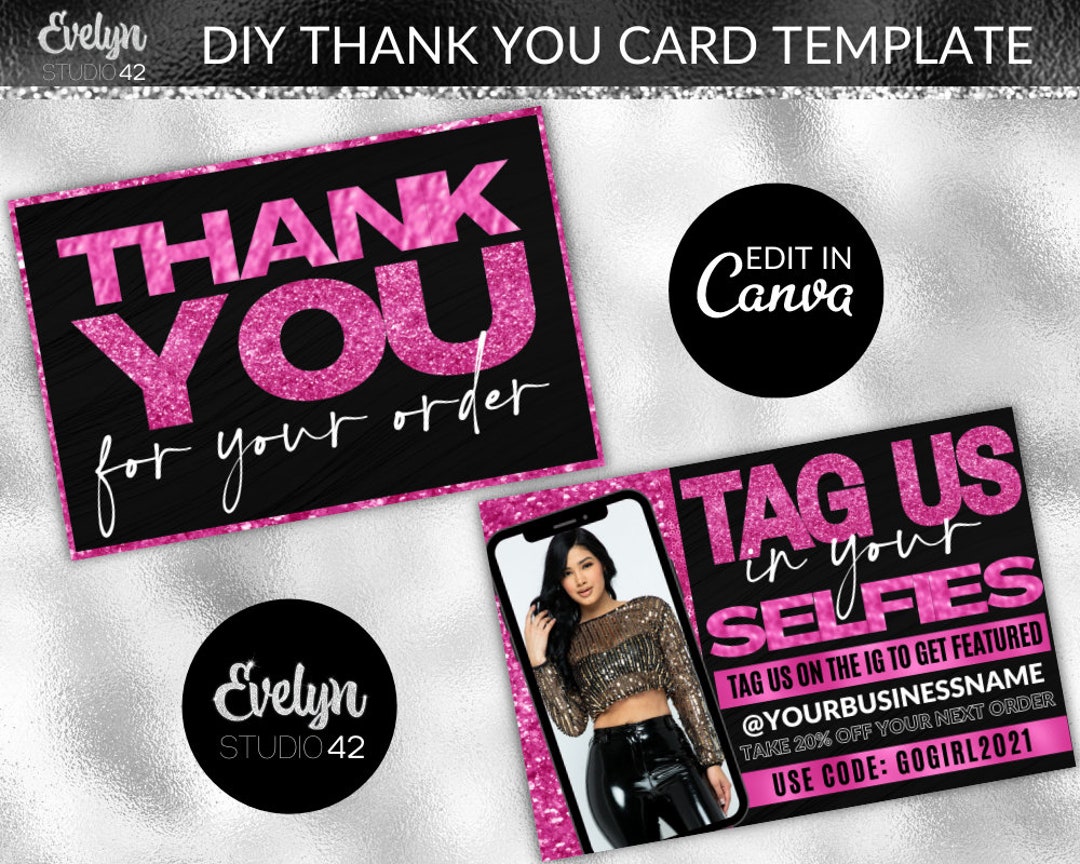 DIY Business Thank You Card Canva Template Send Us Your - Etsy