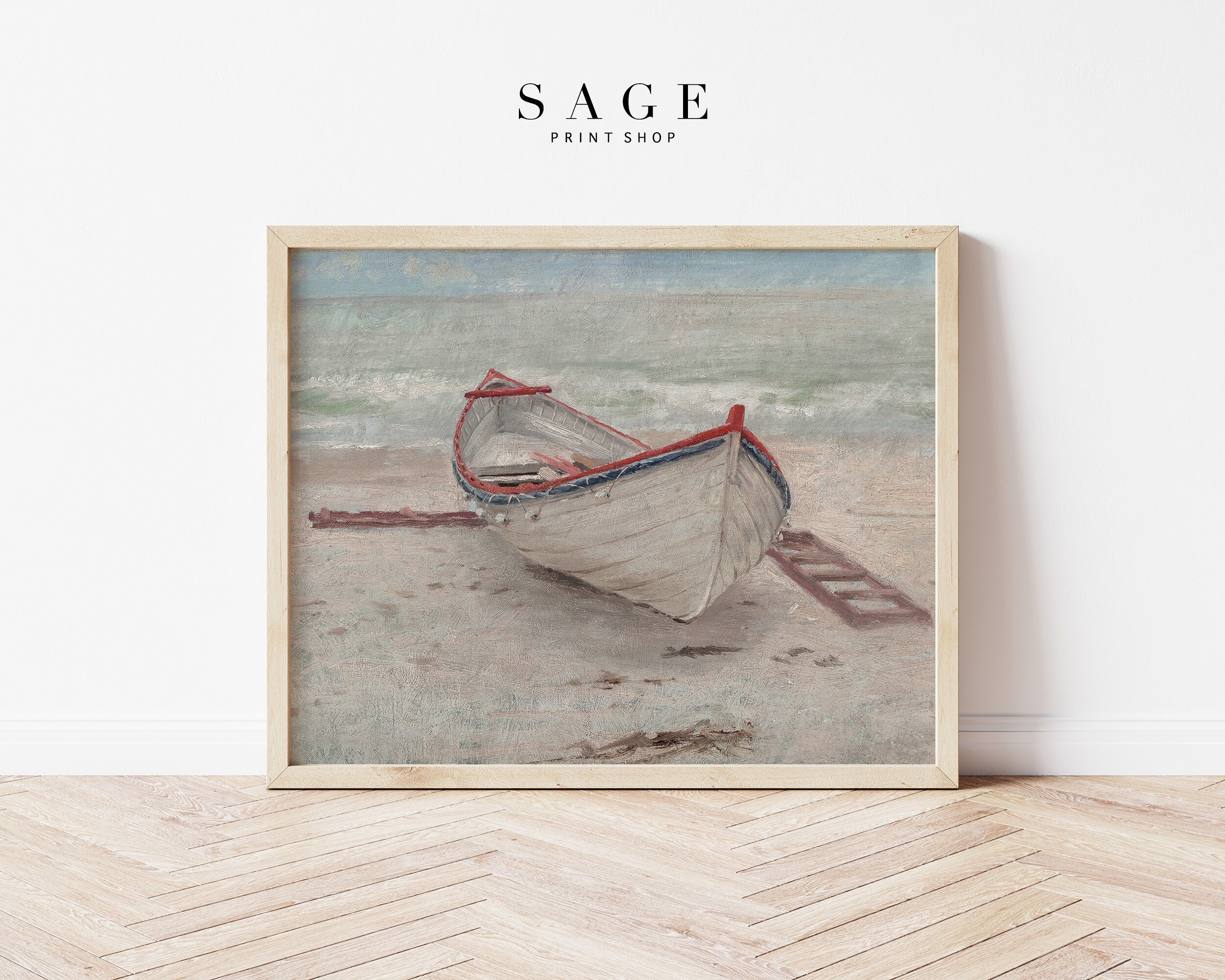 Coastal Fishing Boat Wall Art Vintage Wood Row Boat Oil Painting 193 Etsy