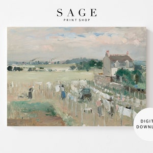 Laundry Art | Hanging Laundry Vintage Oil Painting | Laundry Room Wall Art | Printable | 095