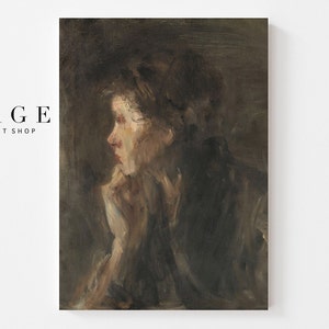 Women's Profile Portrait Painting | Vintage Oil Painting | Printable Digital Download | 196