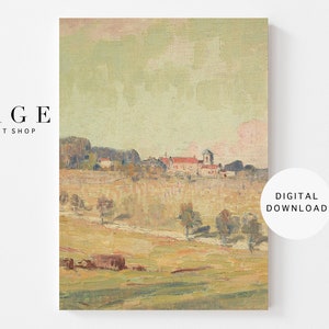 Landscape Wall Art | French Countryside Oil Painting | French Country Wall Art | Vintage Wall Art | Printable | 019