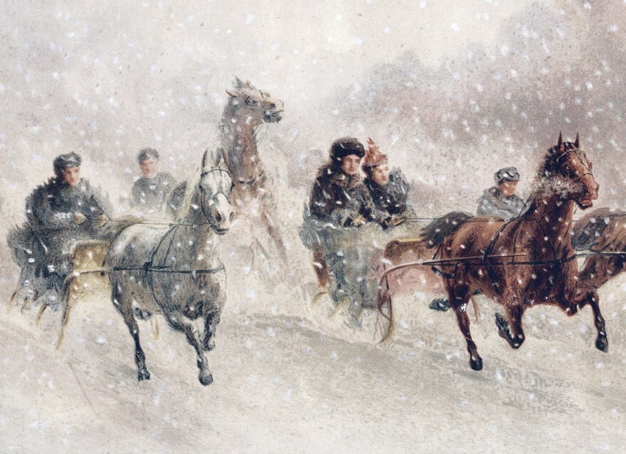 Winter Frame TV Art Digital Download, Horse Drawn Sleigh Ride Winter ...
