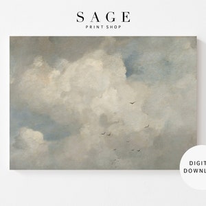 Clouds Oil Painting | Birds in the Clouds Vintage Art | Digital Download | 103