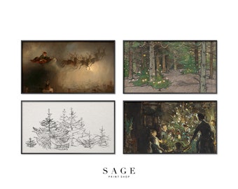 Vintage Christmas Art for Samsung Frame TV, Holiday Decor (Digital Download)